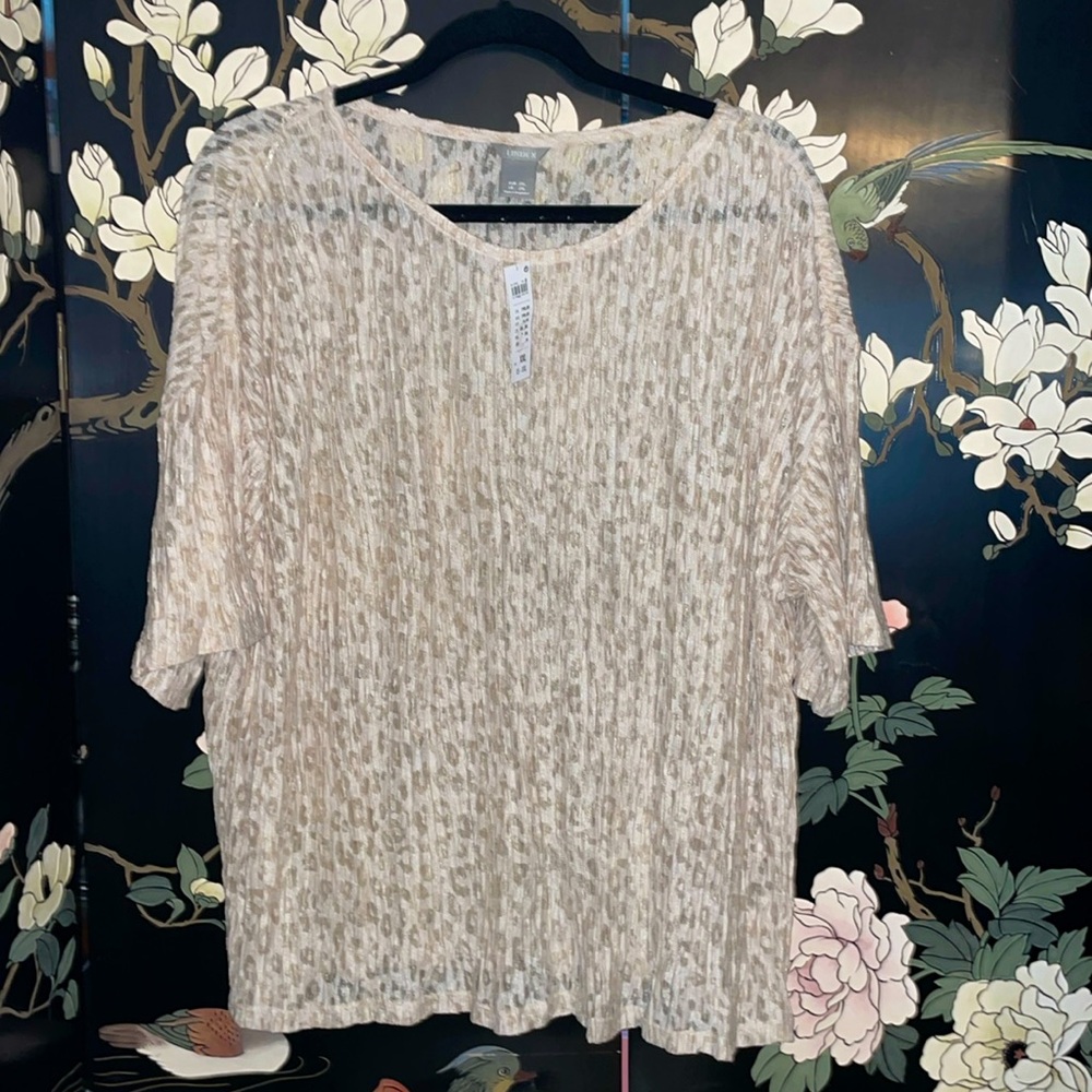 Leopard Print Sheer Beige Shirt - NWT Sz 2X